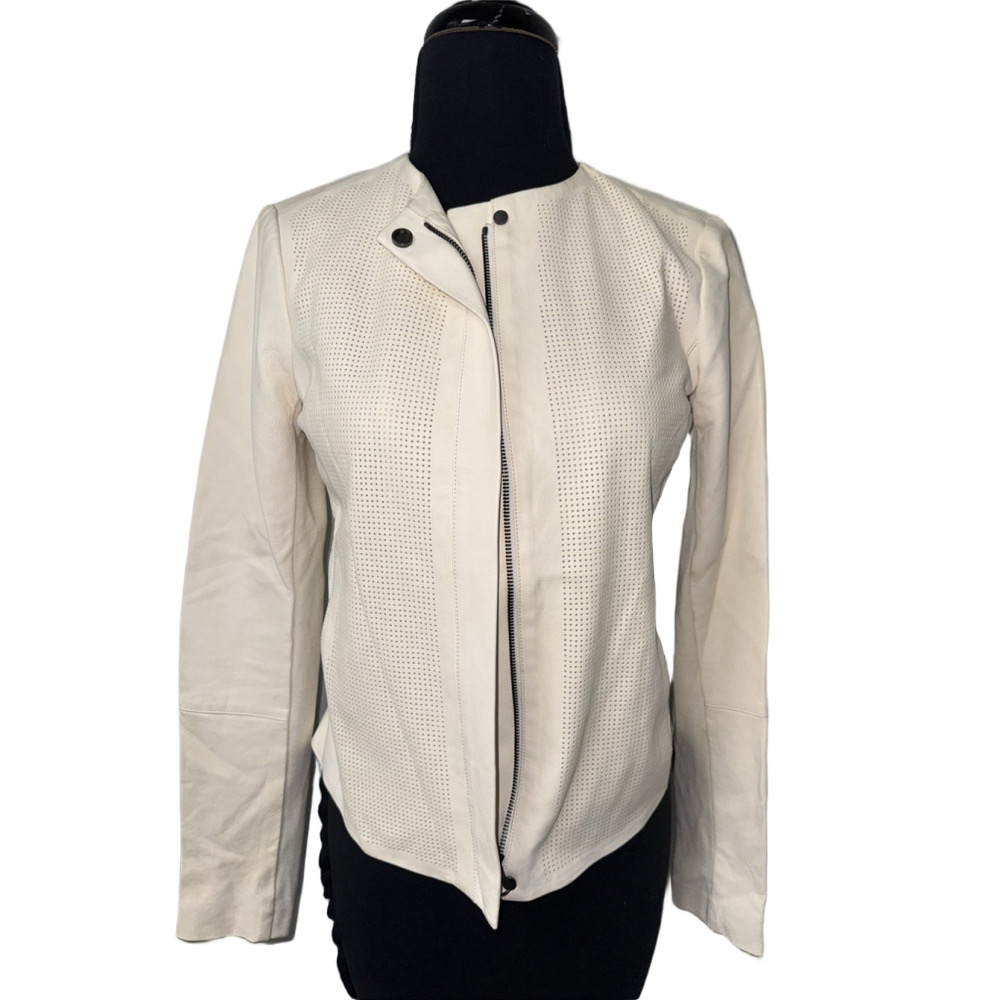 VINCE 100% Leather Zip Up Jacket Size XS